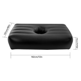 ZERNEIL Upgraded BBL Mattress Bed, Thickened Post Surgery Recovery Bed with Hole, Bed Brazilian Butt Lift Foldable PVC Inflatable with Reusable Electric Air Pump, 72×40×17in (Black)