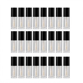 ROHIJALE 24Packs Empty Lip Gloss Tubes Containers Clear Mini Plastic Lip Balm Tube Transparent Mini Cosmetic Lipstick Containers for DIY Lipstick Samples, Lip Balms Black Caps 1.2ML