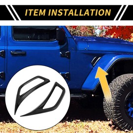REPAIROCK Wheel Eyebrow Side Air Conditioning Vent Decor Cover for Jeep Wrangler JL JLU Gladiator JT 2018-2020 Fender Side Air Outlet Vent Decoration Trim Plastic Black Pair
