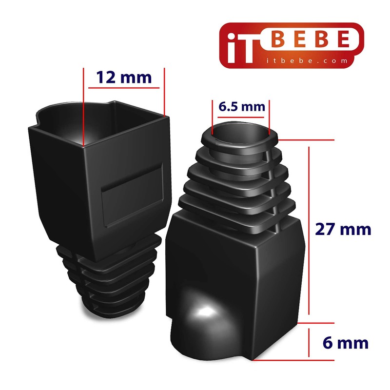 ITBEBE 100 Sets Pass-Through RJ45 Cat6 Cat6a Connector and Black