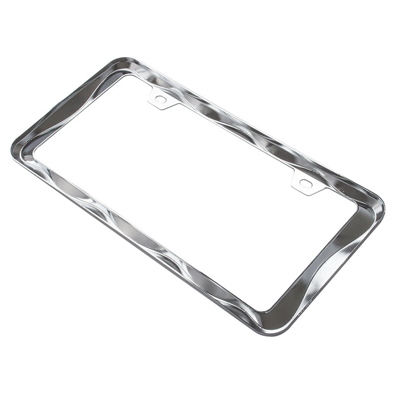 Creathome 3D Curly Wave Pattern Chrome License Plate Frame from