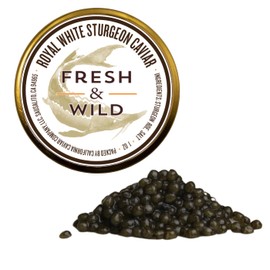 Fresh & Wild | Royal White Sturgeon Caviar | 1 oz or 28 grams | Creamy, Buttery Flavor and Smooth Pop | Overnight delivery | Gourmet, Chef-Inspired Ingredients