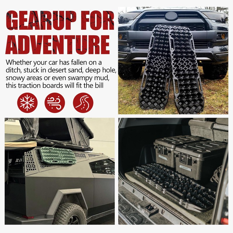 BUNKER INDUST Off-Road Traction Boards with Jack Base,Pair Recovery Track