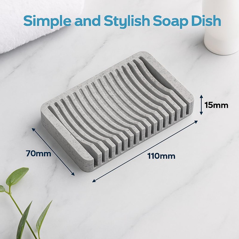 Minimalist Self‑Draining Soap Dish Tray (Stone Light Grey)