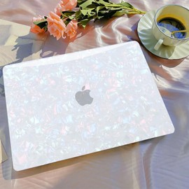 B BELK Compatible with MacBook Air 13.6 inch Case 2024 2023 2022 Release M3 A3113 M2 A2681 with Liquid Retina Display, Plastic Hard Shell Case & Keyboard Cover & Screen Protector, Shiny Luster Pearl