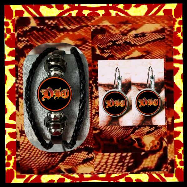 DIO SACRED HEART SET OF TWO EARINGS LEATHER BRACELETS
