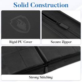 Premium Zip Card Binder 12 Pocket, Fabmaker 912 Pockets Trading Card Binder, PU Zipper Card Collection Album, Sturdy Side-Loading Card Book Holder for MTG, TCG, Game Cards, Sports Cards, Purple