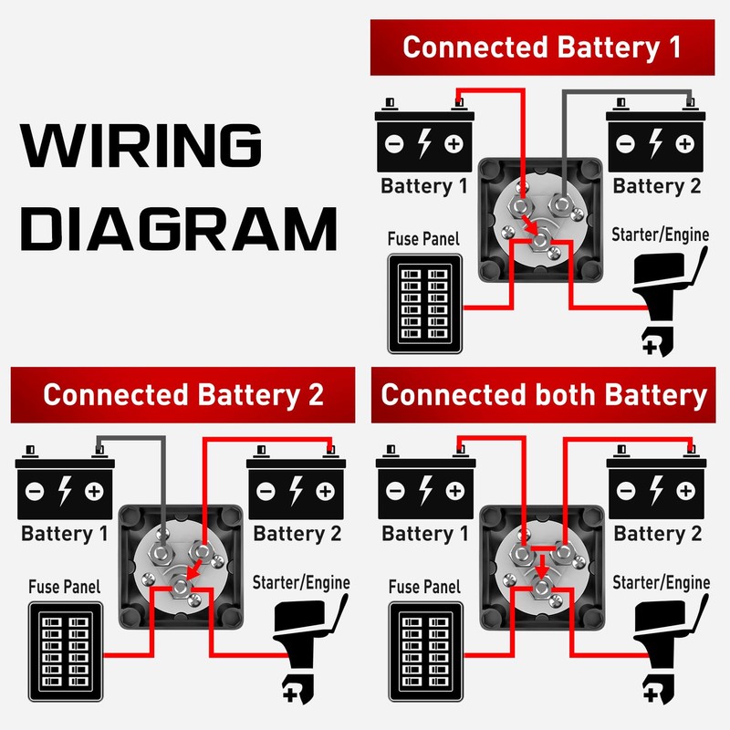 Nilight Battery Switch 1-2-Both-Off 12V 24V 48V 600A High Current