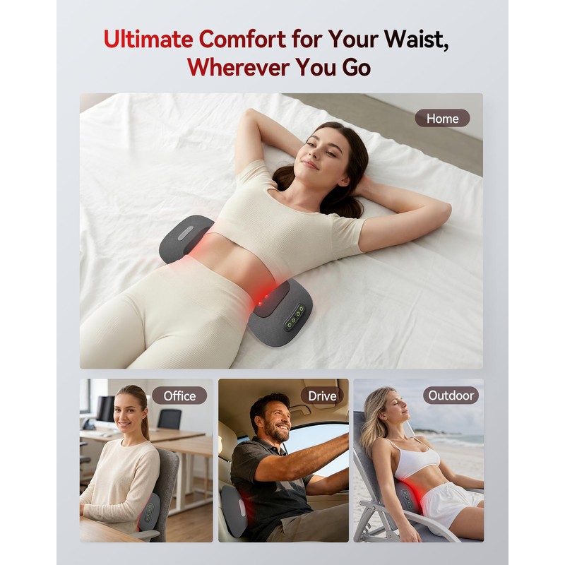 4-in-1 Lumbar Massager with Red Light 660/850nm Cordless 5000mAh