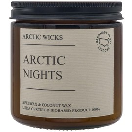 Arctic Wicks Handcrafted Candles | Non Toxic Coconut Beeswax Candles 16oz Double Wick | 100% USDA Certified Biobased, Handmade, Premium Waxes, Non-Toxic (Arctic Nights, 16oz Amber Jar)