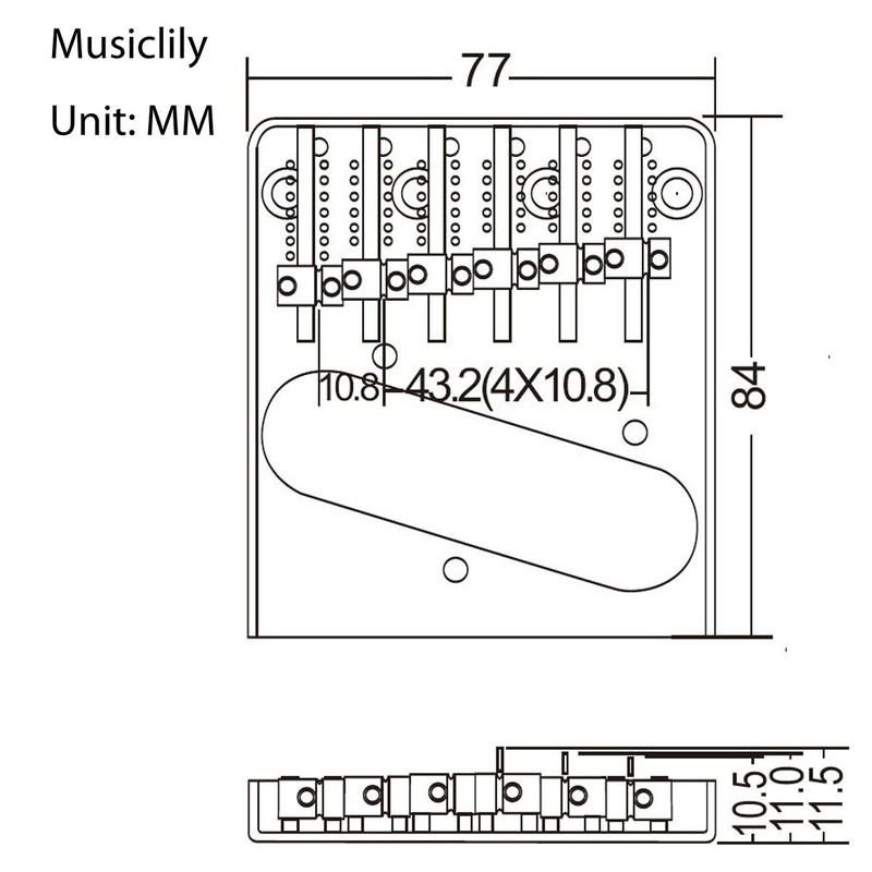 Musiclily Pro 54mm Guitar Telecaster Bridge Assembly with 6 Brass