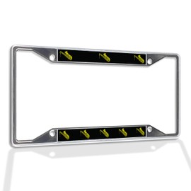 Fastasticdeals Metal Insert License Plate Frame Saxophone Music A Weatherproof Car Accessories Chrome 4 Holes Solid Insert