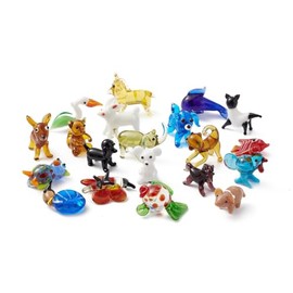DanLingJewelry 20Pcs Handmade Lampwork Glass Animal Figurines Mixed Styles Glass Animal Ornaments for Table Home Decor