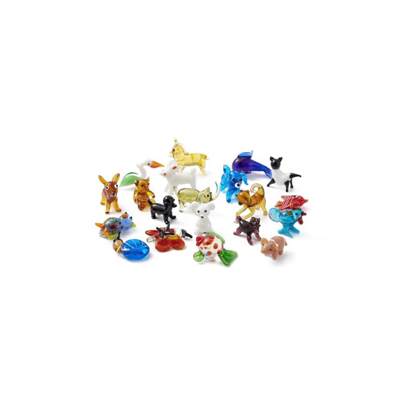 DanLingJewelry 20Pcs Handmade Lampwork Glass Animal Figurines Mixed Styles Glass