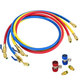 2026 New 29984 Plus II 48"（4FT）1/4" HVAC Hose with Quick Conversion Coupler Set, Refrigerant Hose with Standard 1/4“ Flare Fittings, 800 PSI Working Pressure for Common Refrigerants, Red/Yellow/Blue