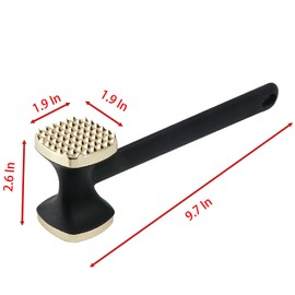 Meat Beat Hammer, 9.7 Inch Gold and Black Zinec Alloy Ground Meat Hammer for Kitchen (gold)