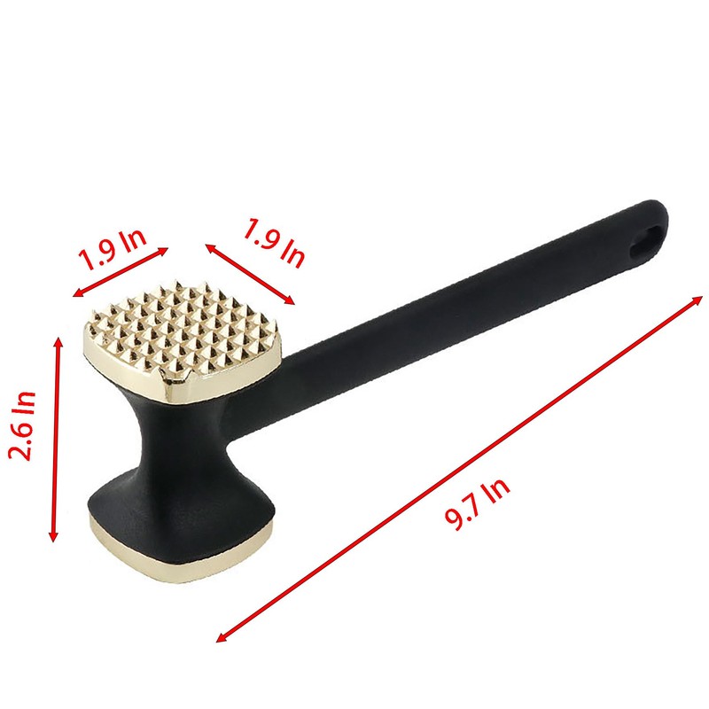 Meat Beat Hammer, 9.7 Inch Gold and Black Zinec Alloy