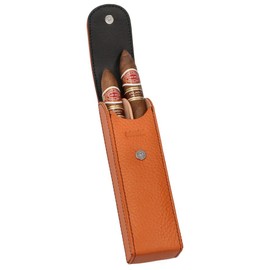 adorini Bags Cigar Case 2 Cigars Orange Black Stitching