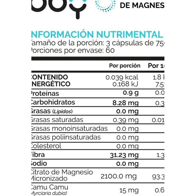 Citrato Magnesio 180 capsulas Vitamina C y D3 - Complejo