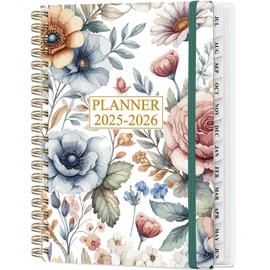 Planner 2025-2026 - Weekly & Monthly Planner from July 2025 to June 2026, Agenda 2025 2026 with Inner Pocket, Elastic Band, 6.4" x 8.5", Colorful Large Flower