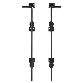 18" Cane Bolt Heavy Duty Drop Rod Gate Stopper Hardware, Gate Ground Latch for Wooden Fences Metal Gates Doors, Gate Drop Pin for Holding Gate to The Ground, Black Finish(2 Pack)
