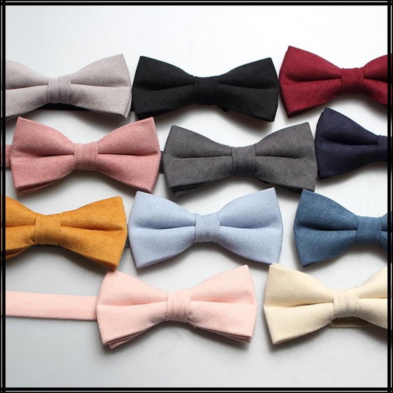 White Fang NC045 Velvet Plain Bow Tie, Chic Stylish, Casual,