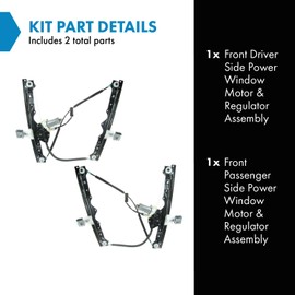 TRQ Front Power Power Window Regulator & Motor Assembly Set Compatible with 2005 Jeep Grand Cherokee CH1350139 CH1351139
