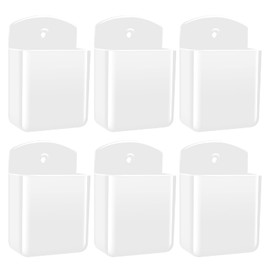 6 PCS Remote Control Holders Wall Mount, Self Adhesive TV Air Conditioner Remote Control Holder, Wall Mount Storage Box Organizer Wall Pen Holder Storage for Home Office School (White)