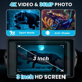 WARMTUYO Night Vision Goggles, 4K Night Vision Binoculars, 3.0" HD Display, Portable 9 Gear Nightvision,10X Digital Zoom and 32GB TF Card, 3500mAh Long Battery Life Binoculars with Camera