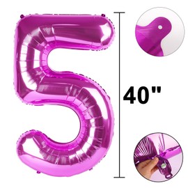 40 Inch Large 50 Balloon Numbers Rose Purple Big Foil Number Balloons Giant Helium Happy Birthday Party Decorations for Man and Women, Huge Mylar Anniversary Party Supplies