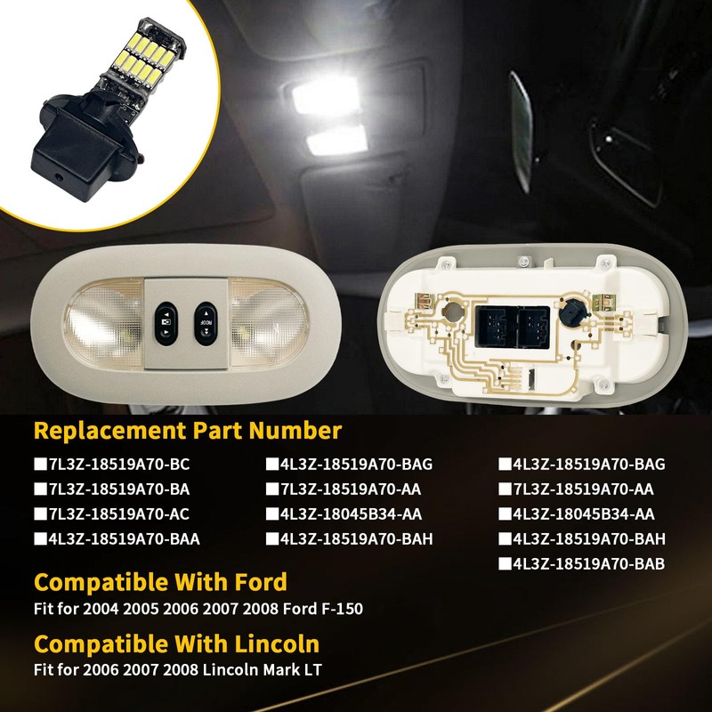 Overhead Console Light Assembly Compatible with 2004-2008 Ford F-150, 2006-2008