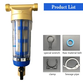 40 Micron Spin Down Sediment Water Filter Reusable Male Thread Water Prefilter Sediment Filter for Well Water Hose Sediment Filter (1/2 Inch Male Thread)
