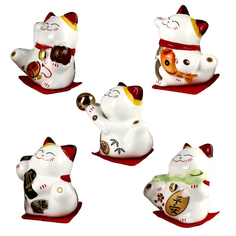 Freak Scene Ceramic Kittens - Small Lucky Cats - White