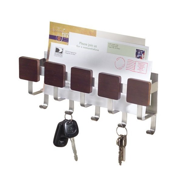 InterDesign 94271 Formbu Wall Mount Key and Mail Rack in