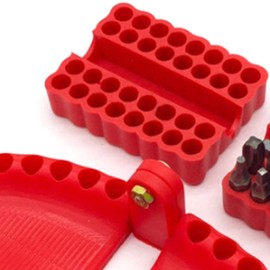 Denture Screwdriver Bit Organizer Holder with Magnetic Base,Drill Bit Holder with 32Pcs Bits and 1 Extension Socket