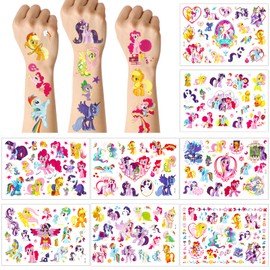 My Little Pony Children's Tattoos, 8 Sheets Unicorn Stickers, 180+ Temporary Children's Tattoos, Pony Twilight Stickers for Children's Birthday Gift, Girls Party Decoration
