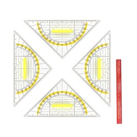 Set of 4 Clear Set with Handle 14 cm Flexible Ideal for Students and Draftsmen
