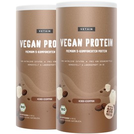 Vegan Protein Powder, Iced Coffee, 20 g Protein per Serving, 1.2 kg Protein Powder, Made from 5 Vegetable Protein Sources, No Allergens and Sucralose, Laboratory Tested and Produced in Germany VETAIN
