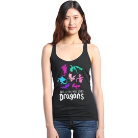 shop4ever® Just A Girl Who Loves Dragons Women's Racerback Tank Top Medium Heather Black 0