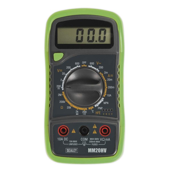 Sealey Mm20Hv Digital Multimeter 8 Function with Thermocouple Hi-Vis