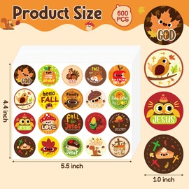 Yopyame 600PCS Fall Christian Stickers for Kids Hello Fall Religious Stickers for Sunday School Students Party Favor Jesus Faith Religious Autumn Sticker Sheet for Water Bottles Scrapbook (20 Styles)