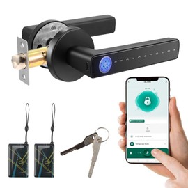 Smart Fingerprint Door Lock,Keyless Entry Keypad Door Lock with Handle,Automatic Smart Door Handle with APP Control/Fingerprint/IC Cards/Password/Backup Keys, Electronic Digital Locks Suit