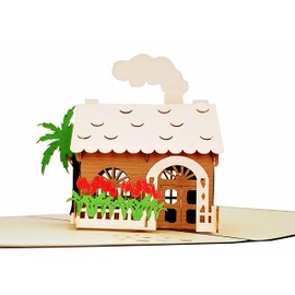 iGifts And Cards Housewarming (Blue Cover) 3D Pop Up Greeting Card - Welcome, Flowers, New Home, Fence, Realtor, Iconic, Half-Fold, Just Because, All Occasion, Congratulations, Retirement, Friendship