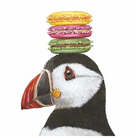 Vicki Sawyer Macaron Hat Puffin 3-Ply Paper Cocktail Napkins, 20 Count