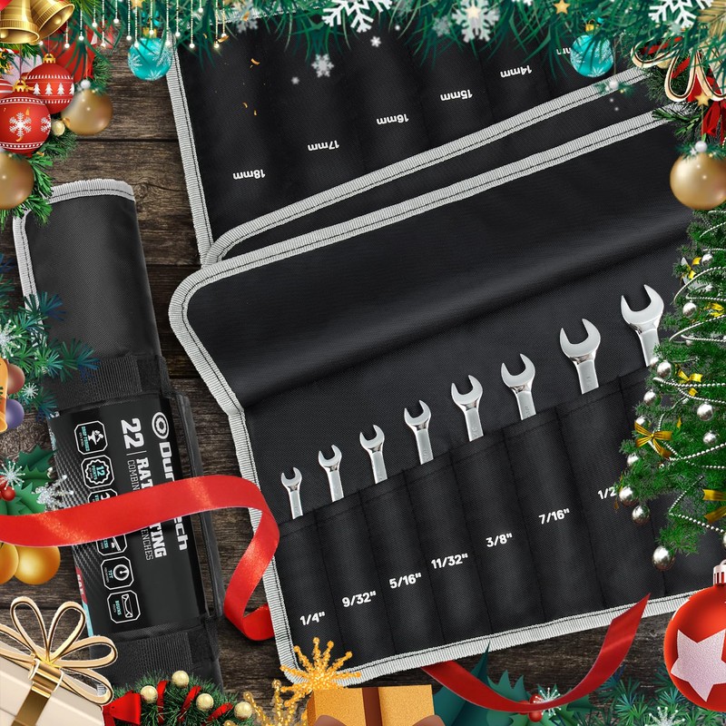 DURATECH Ratcheting Wrench Set, Combination Wrench Set, SAE & Metric,