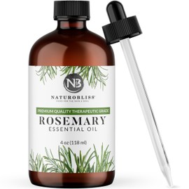 NaturoBliss 100% Pure Rosemary Essential Oil Therapeutic Grade Premium Quality (4 fl. oz) with Glass Dropper, Perfect for Aromatherapy