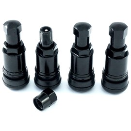Set of 4 11.3 mm Aluminium Valves Rim Valves Metal Valves Black