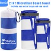 BonGu 2 Pack Beach Towel Set 180x80cm & 60x38cm Microfiber