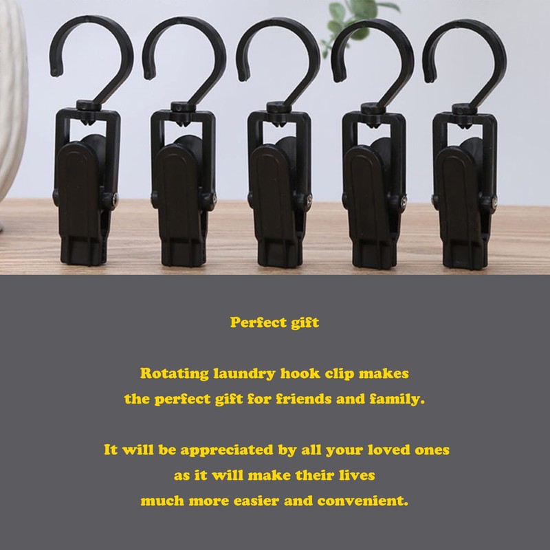 Rotating Laundry Hook Clip,Plastic Clothes Swivel Hanger,Multipurpose Anti-skid Clothespin,Hat/Cap/Socks/Scarf Hanging