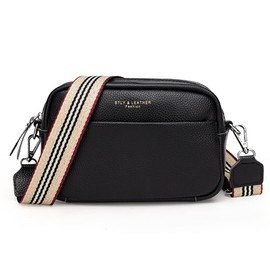 DKIIL NOIYB Crossbody Bag for Women, Small Genuine Leather White Camera Bag Removable Wide Strap Shoulder Purse